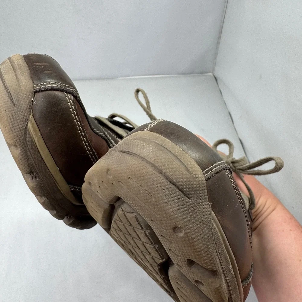 Skechers Relaxed Fit Oxford Mens 11 Brown Leather Sneaker Air Cooled Memory Foam